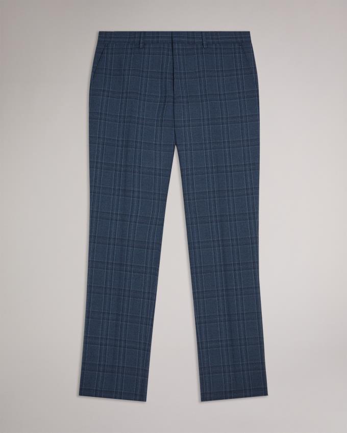 Pantalon Ted Baker Wool Blend Slim Check Suit Bleu Homme | YGI-48267378